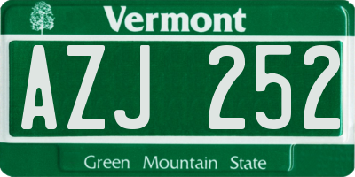 VT license plate AZJ252