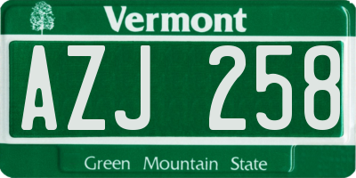 VT license plate AZJ258