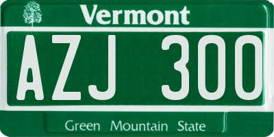 VT license plate AZJ300