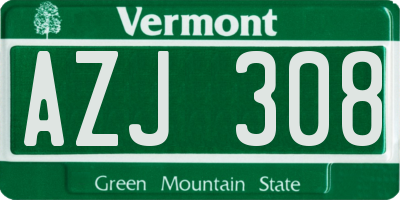 VT license plate AZJ308