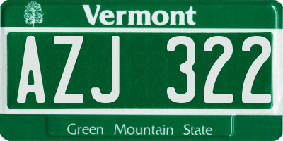 VT license plate AZJ322