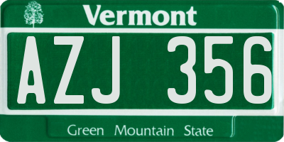 VT license plate AZJ356