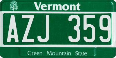 VT license plate AZJ359