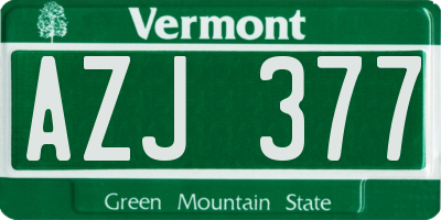VT license plate AZJ377