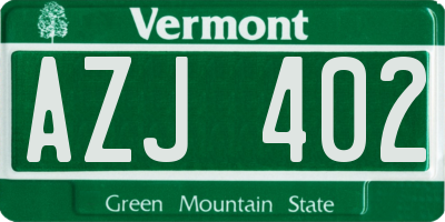 VT license plate AZJ402