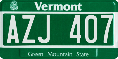 VT license plate AZJ407