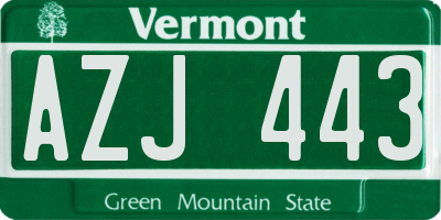 VT license plate AZJ443