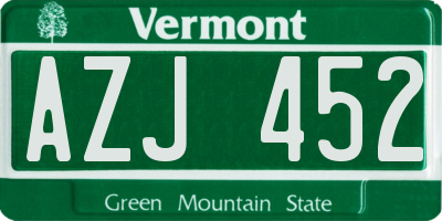 VT license plate AZJ452