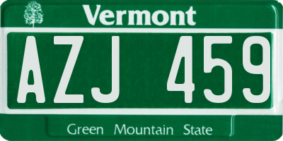 VT license plate AZJ459