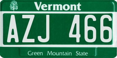 VT license plate AZJ466