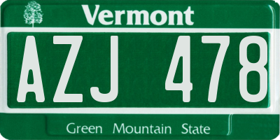 VT license plate AZJ478