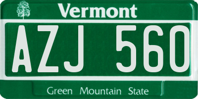 VT license plate AZJ560