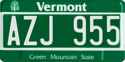 VT license plate AZJ955