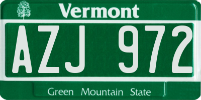 VT license plate AZJ972