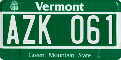 VT license plate AZK061