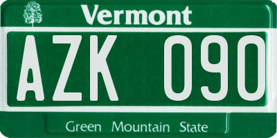 VT license plate AZK090