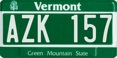 VT license plate AZK157