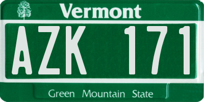 VT license plate AZK171