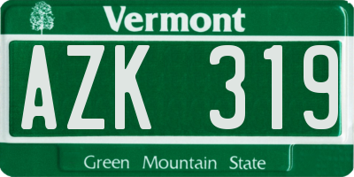 VT license plate AZK319