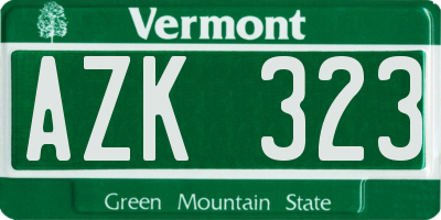 VT license plate AZK323