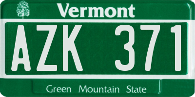 VT license plate AZK371