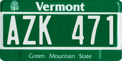 VT license plate AZK471