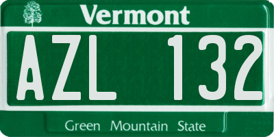 VT license plate AZL132