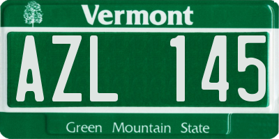 VT license plate AZL145