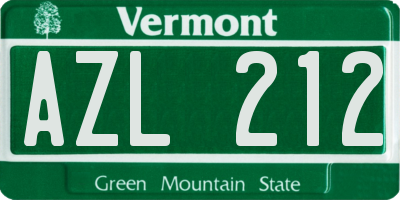 VT license plate AZL212