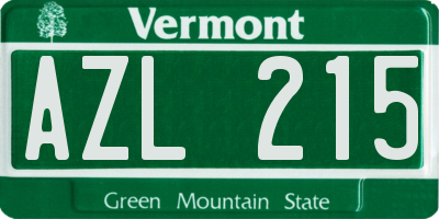 VT license plate AZL215