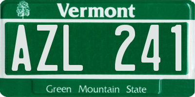 VT license plate AZL241
