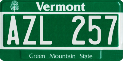 VT license plate AZL257