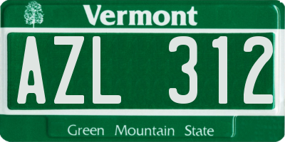 VT license plate AZL312