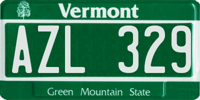VT license plate AZL329