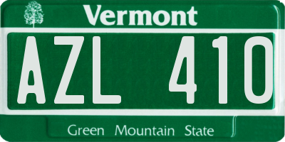VT license plate AZL410