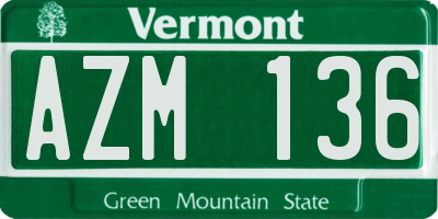VT license plate AZM136