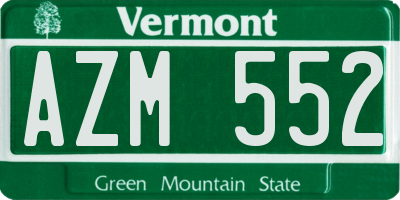 VT license plate AZM552