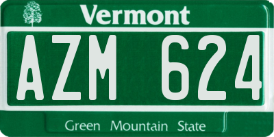 VT license plate AZM624