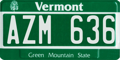 VT license plate AZM636