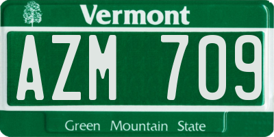 VT license plate AZM709