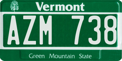 VT license plate AZM738