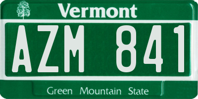 VT license plate AZM841