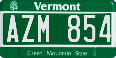 VT license plate AZM854