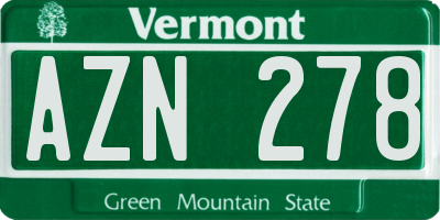 VT license plate AZN278