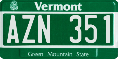 VT license plate AZN351