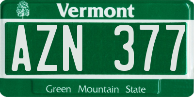 VT license plate AZN377