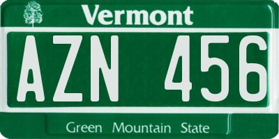 VT license plate AZN456