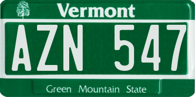 VT license plate AZN547