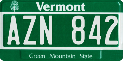 VT license plate AZN842