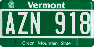 VT license plate AZN918
